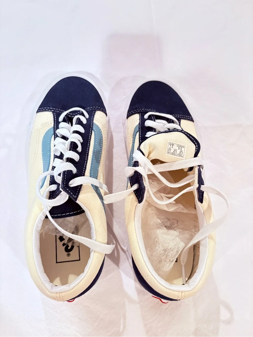 Vans Low Top Sneakers in Navy, Light Blue, and Cream